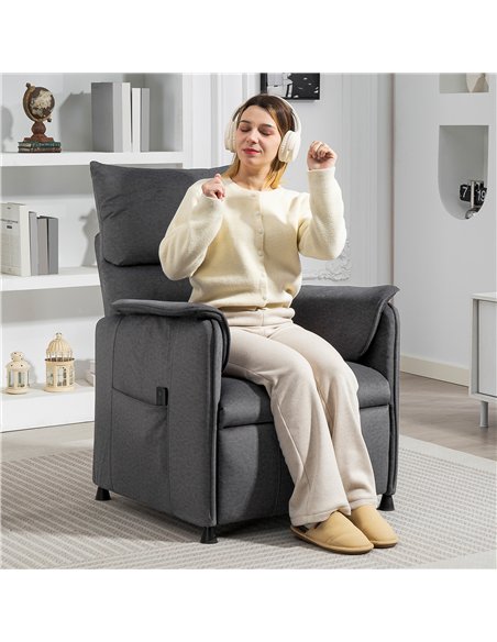 HOMCOM Power Recliner Chair, Reclining Chair with Remote, Pocket Springs, Silent Motor and Side Pockets, Black - pic 190175 | FastDaddyshop