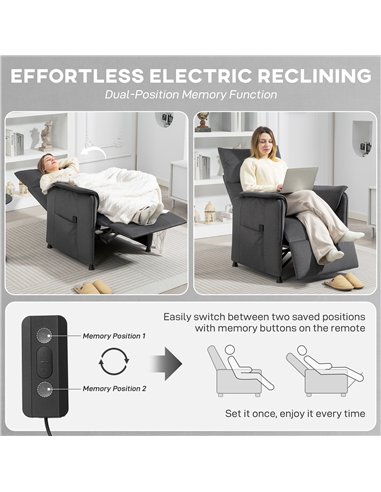 HOMCOM Power Recliner Chair, Reclining Chair with Remote, Pocket Springs, Silent Motor and Side Pockets, Black