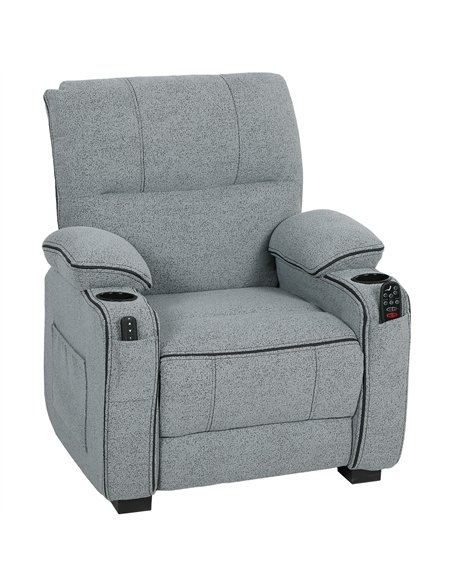 HOMCOM Electric Massage Recliner Armchair with Vibration, Heat, Whisper-Quiet Motor, Memory Function, Velvet Power Reclining Cha - pic 190183 | FastDaddyshop