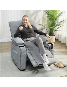 HOMCOM Electric Massage Recliner Armchair with Vibration, Heat, Whisper-Quiet Motor, Memory Function, Velvet Power Reclining Cha 2