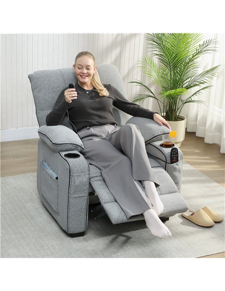 HOMCOM Electric Massage Recliner Armchair with Vibration, Heat, Whisper-Quiet Motor, Memory Function, Velvet Power Reclining Cha - pic 190184 | FastDaddyshop