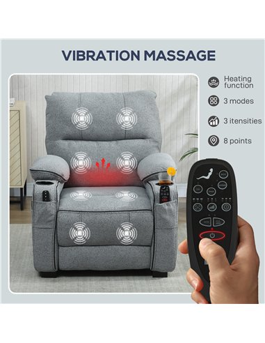 HOMCOM Electric Massage Recliner Armchair with Vibration, Heat, Whisper-Quiet Motor, Memory Function, Velvet Power Reclining Cha