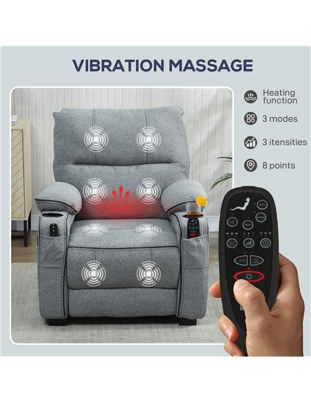 HOMCOM Electric Massage Recliner Armchair with Vibration, Heat, Whisper-Quiet Motor, Memory Function, Velvet Power Reclining Cha - pic 190186 | FastDaddyshop