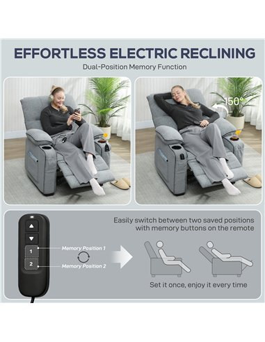 HOMCOM Electric Massage Recliner Armchair with Vibration, Heat, Whisper-Quiet Motor, Memory Function, Velvet Power Reclining Cha