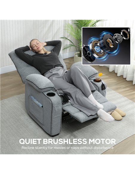 HOMCOM Electric Massage Recliner Armchair with Vibration, Heat, Whisper-Quiet Motor, Memory Function, Velvet Power Reclining Cha - pic 190188 | FastDaddyshop