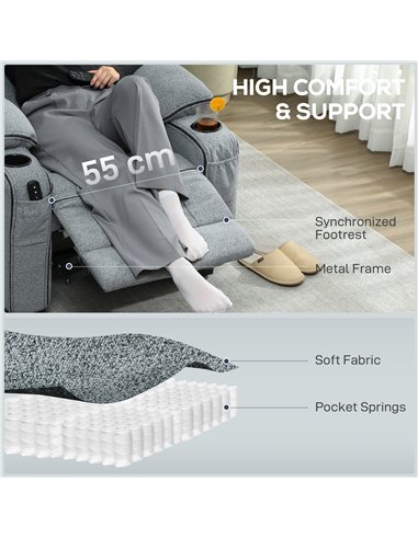 HOMCOM Electric Massage Recliner Armchair with Vibration, Heat, Whisper-Quiet Motor, Memory Function, Velvet Power Reclining Cha