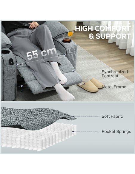 HOMCOM Electric Massage Recliner Armchair with Vibration, Heat, Whisper-Quiet Motor, Memory Function, Velvet Power Reclining Cha - pic 190189 | FastDaddyshop
