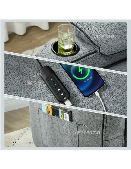 HOMCOM Electric Massage Recliner Armchair with Vibration, Heat, Whisper-Quiet Motor, Memory Function, Velvet Power Reclining Cha - pic 190190 | FastDaddyshop