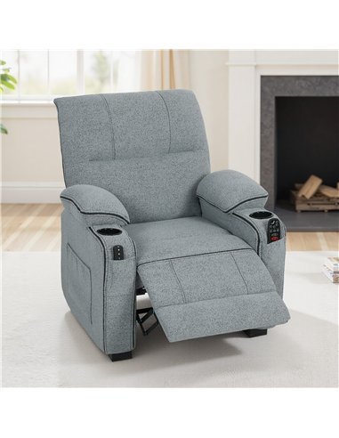 HOMCOM Electric Massage Recliner Armchair with Vibration, Heat, Whisper-Quiet Motor, Memory Function, Velvet Power Reclining Cha
