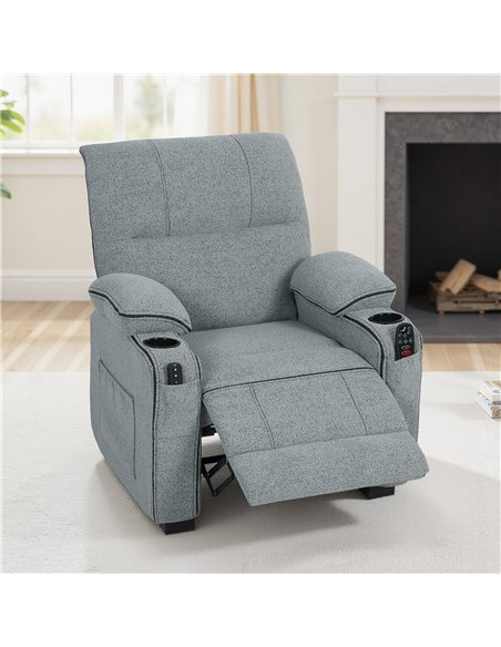 HOMCOM Electric Massage Recliner Armchair with Vibration, Heat, Whisper-Quiet Motor, Memory Function, Velvet Power Reclining Cha - pic 190191 | FastDaddyshop