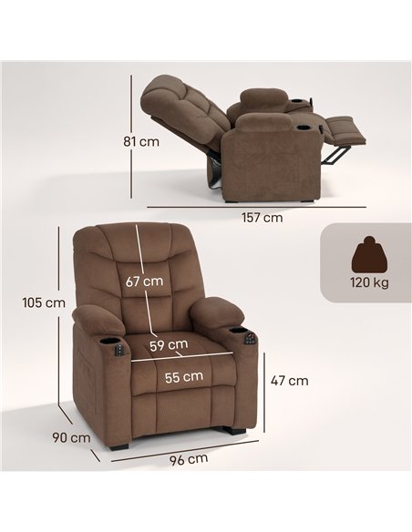 HOMCOM Electric Massage Recliner Armchair with Vibration, Heat, Whisper-Quiet Motor, Memory Function, Fleece Power Reclining Cha - pic 190194 | FastDaddyshop