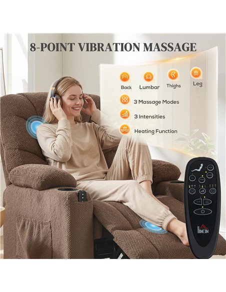 HOMCOM Electric Massage Recliner Armchair with Vibration, Heat, Whisper-Quiet Motor, Memory Function, Fleece Power Reclining Cha - pic 190196 | FastDaddyshop