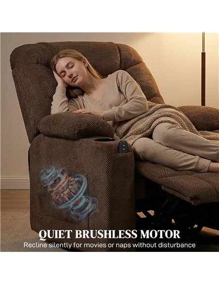 HOMCOM Electric Massage Recliner Armchair with Vibration, Heat, Whisper-Quiet Motor, Memory Function, Fleece Power Reclining Cha - pic 190197 | FastDaddyshop