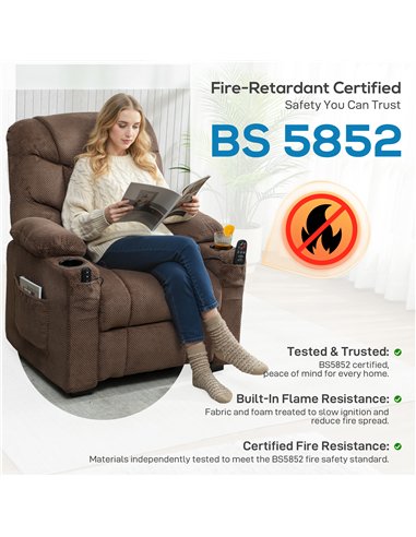 HOMCOM Electric Massage Recliner Armchair with Vibration, Heat, Whisper-Quiet Motor, Memory Function, Fleece Power Reclining Cha
