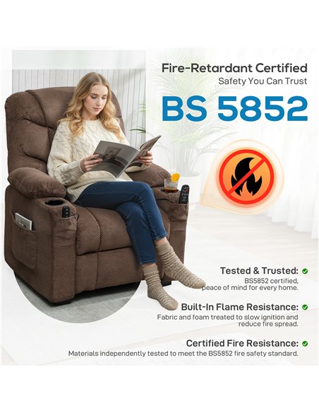 HOMCOM Electric Massage Recliner Armchair with Vibration, Heat, Whisper-Quiet Motor, Memory Function, Fleece Power Reclining Cha - pic 190200 | FastDaddyshop