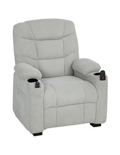 HOMCOM Electric Massage Recliner Armchair with Vibration, Heat, Whisper-Quiet Motor, Memory Function, Fleece Power Reclining Cha