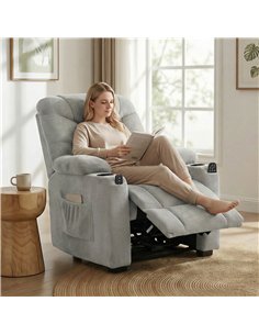 HOMCOM Electric Massage Recliner Armchair with Vibration, Heat, Whisper-Quiet Motor, Memory Function, Fleece Power Reclining Cha 2