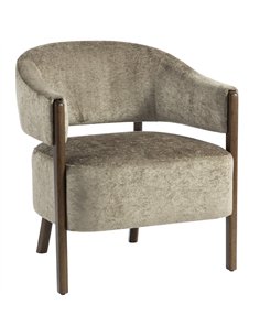 HOMCOM Accent Chair, Upholstered Tub Chair with Solid Wood Frame and Legs, Light Brown