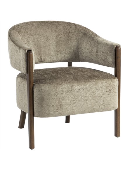HOMCOM Accent Chair, Upholstered Tub Chair with Solid Wood Frame and Legs, Light Brown - pic 190210 | FastDaddyshop