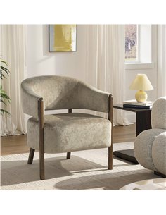 HOMCOM Accent Chair, Upholstered Tub Chair with Solid Wood Frame and Legs, Light Brown 2