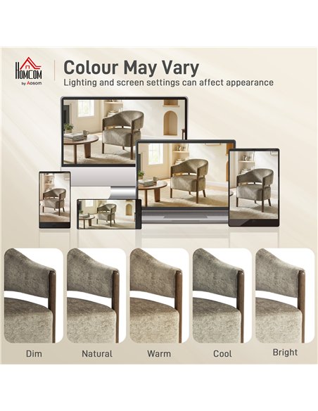 HOMCOM Accent Chair, Upholstered Tub Chair with Solid Wood Frame and Legs, Light Brown - pic 190217 | FastDaddyshop