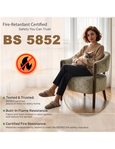 HOMCOM Accent Chair, Upholstered Tub Chair with Solid Wood Frame and Legs, Light Brown