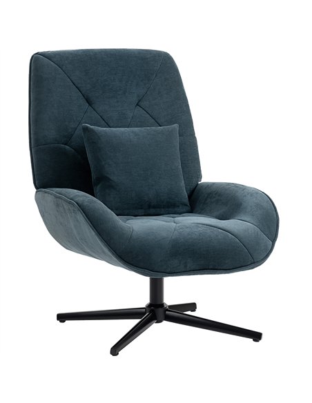 HOMCOM Accent Chair, Chenille Upholstered Swivel Armchair with Lumbar Pillow, High Back, Deep Seat and Metal Legs, Dark Green - pic 190219 | FastDaddyshop