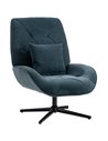 HOMCOM Accent Chair, Chenille Upholstered Swivel Armchair with Lumbar Pillow, High Back, Deep Seat and Metal Legs, Dark Green