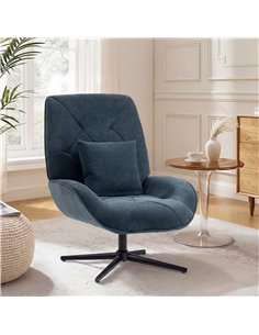 HOMCOM Accent Chair, Chenille Upholstered Swivel Armchair with Lumbar Pillow, High Back, Deep Seat and Metal Legs, Dark Green 2