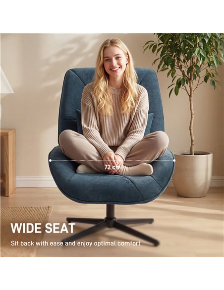 HOMCOM Accent Chair, Chenille Upholstered Swivel Armchair with Lumbar Pillow, High Back, Deep Seat and Metal Legs, Dark Green - pic 190222 | FastDaddyshop