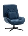 HOMCOM Accent Chair, Chenille Upholstered Swivel Armchair with Lumbar Pillow, High Back, Deep Seat and Metal Legs, Dark Blue