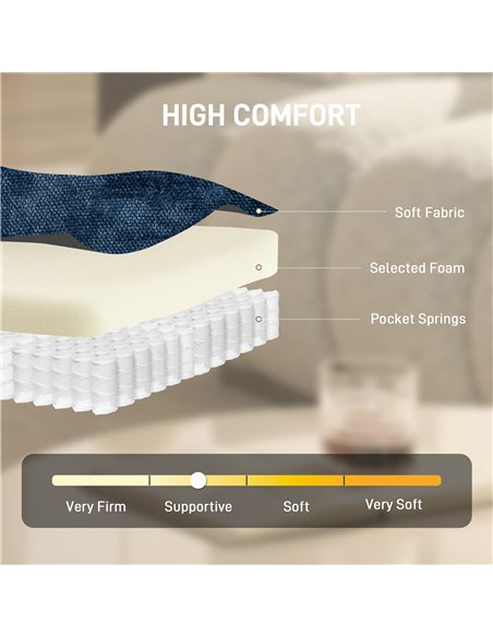 HOMCOM Accent Chair, Chenille Upholstered Swivel Armchair with Lumbar Pillow, High Back, Deep Seat and Metal Legs, Dark Blue - pic 190232 | FastDaddyshop