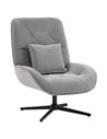 HOMCOM Accent Chair, Chenille Upholstered Swivel Armchair with Lumbar Pillow, High Back, Deep Seat and Metal Legs, Light Grey