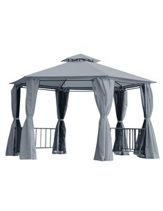 Outsunny Hexagon Gazebo with 2 Tier Roof & Side Panel, Grey