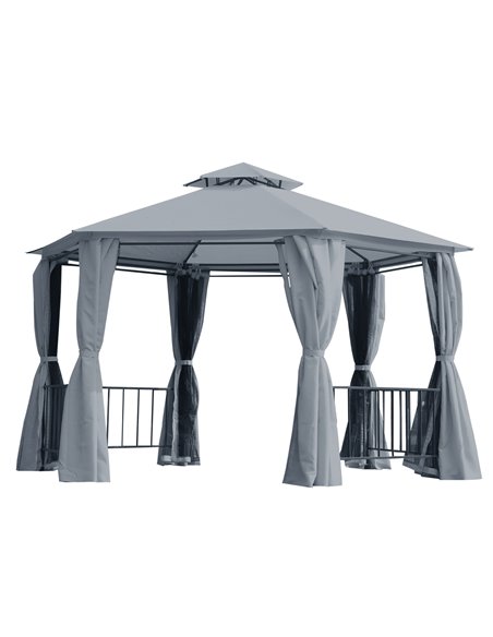 Outsunny Hexagon Gazebo with 2 Tier Roof & Side Panel, Grey - pic 19024 | FastDaddyshop