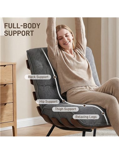 HOMCOM Accent Chair, Linen-look Fabric Reading Chair with Spring Cushion, Slatted Support, Steel Frame, Dark Grey