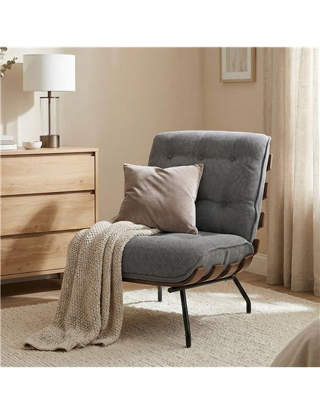 HOMCOM Accent Chair, Linen-look Fabric Reading Chair with Spring Cushion, Slatted Support, Steel Frame, Dark Grey - pic 190262 | FastDaddyshop