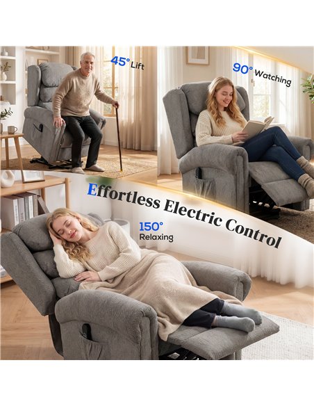 HOMCOM Velvet-Feel Electric Riser Recliner Chair, Power Lift Recliner Chair for Elderly with Remote Control, Dark Grey - pic 190276 | FastDaddyshop