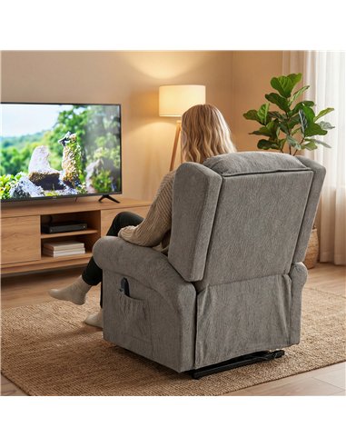 HOMCOM Velvet-Feel Electric Riser Recliner Chair, Power Lift Recliner Chair for Elderly with Remote Control, Dark Grey