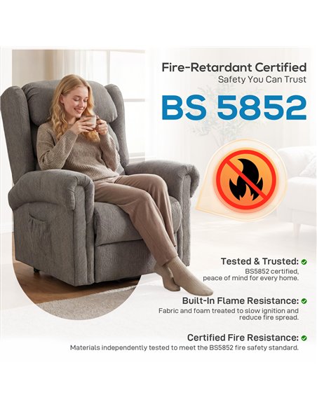 HOMCOM Velvet-Feel Electric Riser Recliner Chair, Power Lift Recliner Chair for Elderly with Remote Control, Dark Grey - pic 190281 | FastDaddyshop