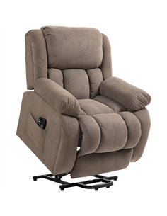 HOMCOM Riser Recliner Armchair with 8 Vibration Massage and Lumbar Heater, Wide Seat, USB Port, Light Brown