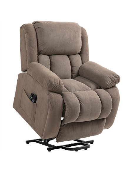 HOMCOM Riser Recliner Armchair with 8 Vibration Massage and Lumbar Heater, Wide Seat, USB Port, Light Brown - pic 190291 | FastDaddyshop