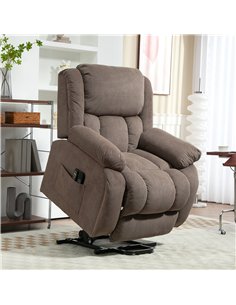 HOMCOM Riser Recliner Armchair with 8 Vibration Massage and Lumbar Heater, Wide Seat, USB Port, Light Brown 2