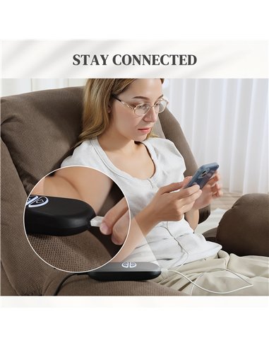 HOMCOM Riser Recliner Armchair with 8 Vibration Massage and Lumbar Heater, Wide Seat, USB Port, Light Brown