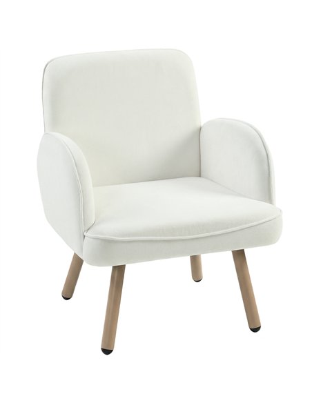 HOMCOM Lounge Chair Velvet Upholstered Armchair with Spring Cushion for Living Room Bedroom Cream White - pic 190300 | FastDaddyshop