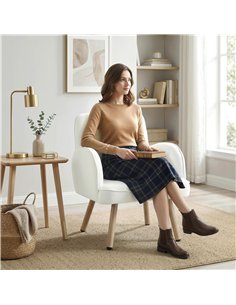 HOMCOM Lounge Chair Velvet Upholstered Armchair with Spring Cushion for Living Room Bedroom Cream White 2