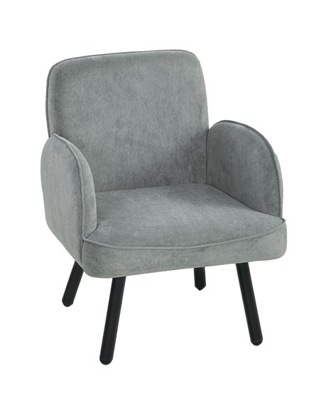 HOMCOM Lounge Chair Velvet Upholstered Armchair with Spring Cushion for Living Room Bedroom Grey - pic 190309 | FastDaddyshop
