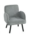 HOMCOM Lounge Chair Velvet Upholstered Armchair with Spring Cushion for Living Room Bedroom Grey