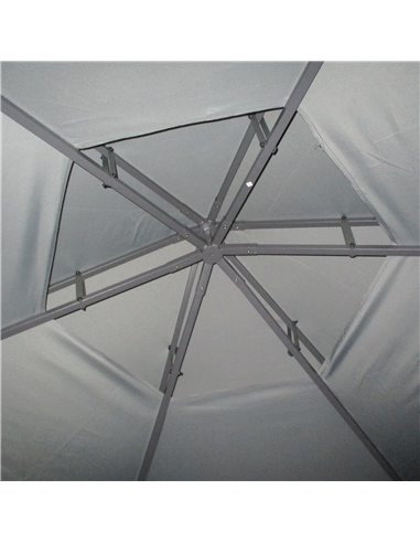 Outsunny Hexagon Gazebo Patio Canopy Party Tent Outdoor Garden Shelter w/ 2 Tier Roof & Side Panel - Grey