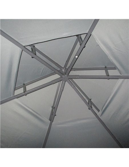 Outsunny Hexagon Gazebo Patio Canopy Party Tent Outdoor Garden Shelter w/ 2 Tier Roof & Side Panel - Grey - pic 19031 | FastDaddyshop